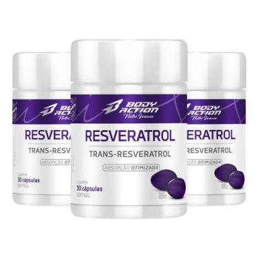 Imagem de Kit 3x Resveratrol 100mg Total 90 Caps - 3 Meses Bodyaction, Sem sabor