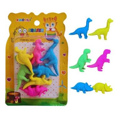Imagem de Pacote de Borrachas Dinossauro c/ 7 un decorativa escolar - Kawaii