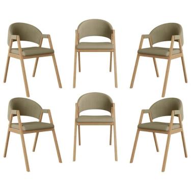 Imagem de Kit 6 Cadeiras Suellen Luxo Reforçada Mesa De Jantar Linho Bege
