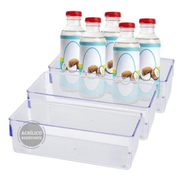 Imagem de Kit 3 Organizador Geladeira/cozinha Acrílico 11,5x34,8 - Plastutti