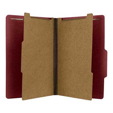 Imagem de The File King – Pasta de arquivos de classificação de quadro de pressão – Tamanho legal – aba superior com 2 divisórias e expansão de 5 cm para armários e gavetas de arquivamento – Caixa com 10, Ruby Red, 2 Dividers, 2" expansion