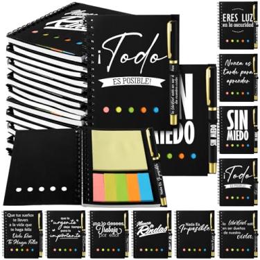 Imagem de Zhanmai 30 conjuntos de caderno espiral de presente de agradecimento, bloco de notas inspirador de bolso pequeno com canetas de bambu motivacionais, abas adesivas coloridas para professores,