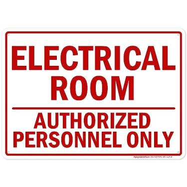 Imagem de Placa de sala elétrica autorizada apenas para pessoal, 25 x 35 cm, alumínio 040 sem ferrugem, resistente ao desbotamento, feito nos EUA por My Sign Center
