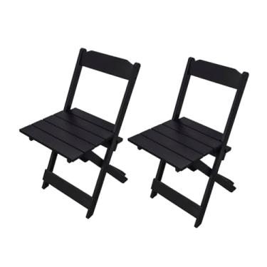 Imagem de 2 Cadeiras Dobravel Em Madeira Maciça Para Bar Churrasco (Preta)