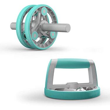 Imagem de Kit de roda de rolo para exercícios Ab Roller Wheel 14 em 1 para treinamento de força abdominal e central, perfeito para academia em casa para mulheres (verde)