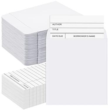 Imagem de Harloon 1000 unidades de bolsos para cartões de biblioteca e cartões de finalização de compra, bolsos autoadesivos para livros, kit de leitura pessoal, envelopes para sala de aula, escritório, CDs,