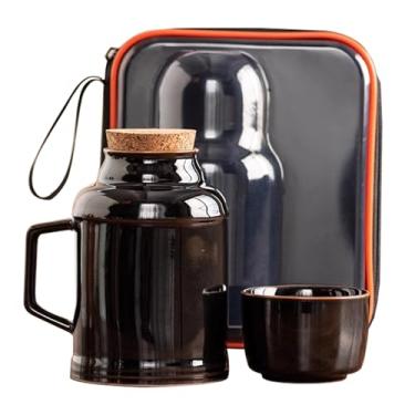 Imagem de Xícara De Chá De Cerâmica, Bule De Chá Grosso E Versátil E Copo De Caneca Com Rolha De Garrafa De Cortiça, Conjunto De Bule De Chá Pequeno Para Escritório Doméstico(Black2)