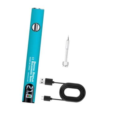 Imagem de Baoblaze Kit de ferro de solda sem fio portátil usb recarregável doméstico 510 linha premium caneta solda elétrica tensões ajustáveis, Conjunto Azul