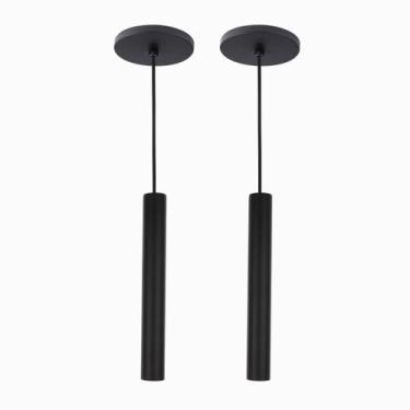 Imagem de Kit 2 Pendente Tubo Palito Moderno 30cm - Preto - Trybo 
