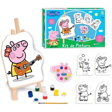 Imagem de Kit de Pintura Peppa Pig 13 Peças Conjunto Educativo Infantil Em Madeira - Nig Brinquedos