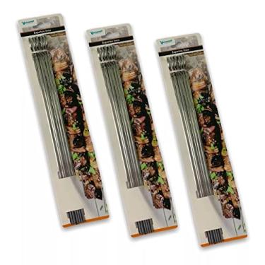Imagem de Kit 18 Espetos Inox 30 Cm Para Churrasco Espetinho Assar Carne Frango Legumes Vegetais