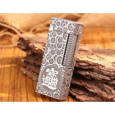 Imagem de WDMART - Isqueiro mecânico de titânio TC4 • Isqueiro de óleo de chama macia retrô • Isqueiros de querosene de chama aberta e fresca, abertura com um clique • Modelo: Flame Spirit (Zhao)