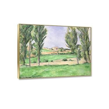Imagem de JZSDGB Moldura dourada - reprodução de pinturas a óleo clássicas de impressão de pintura famosa em tela-Provenzalische Landschaft Poster-Imagens de arte de parede em tela abstrata para sala de estar