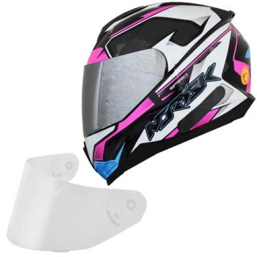 Imagem de Capacete Feminino Norisk Razor Speedmax Rosa Viseira Prata, Branco ros
