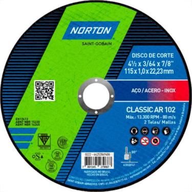 Imagem de Norton Disco Nort.Inox 4.1/2X1,0X7/8 Class - Kit C/25 Pc
