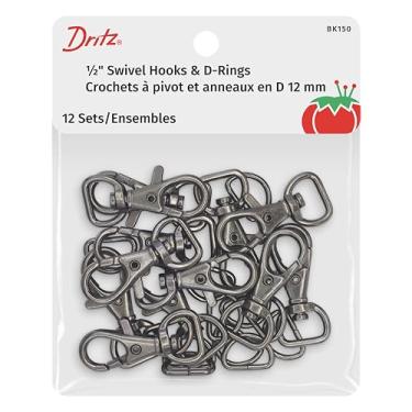Imagem de Dritz Ganchos giratórios e anéis D de 1,27 cm, bolsa de bronze e acessórios de sacola, 1,27 cm, 12 unidades