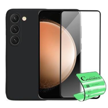 Imagem de Kit Película Premium 9D Cerâmica e Capa Capinha VELUDO preta Compatível Com Samsung Galaxy S23 Plus