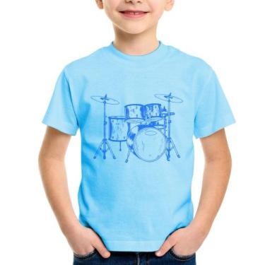 Imagem de Camiseta Infantil Bateria Música (azul) - Foca na Moda, Azul bebê, 8