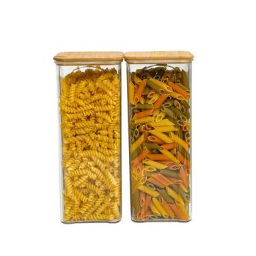 Imagem de Kit 2 potes de acrílico 2L com tampa herméticos quadrados - Tüd - TUD,