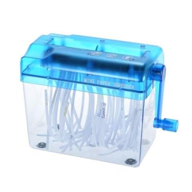 Imagem de Triturador Manual Portatil Para Papel E Cartao Com Cesto Uso Em Mesa Escritorio Pratico E Seguro