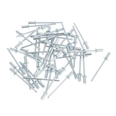 Imagem de A ABSOPRO Rebites de vedação fechada com cabeça escareada 3,2 mm de diâmetro de aderência de 6 mm de comprimento de aderência de 6 mm de diâmetro da flange kit sortido ferro prateado 50 peças