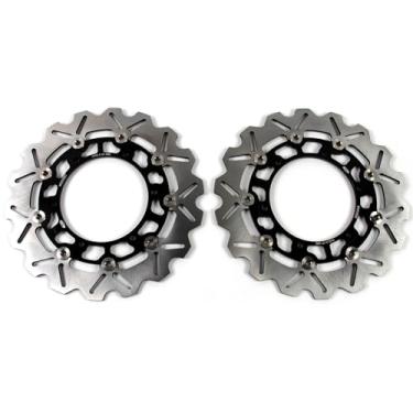 Imagem de 1 par de discos de freio dianteiros flutuantes compatíveis com Yamaha XJ600N 1998-2003, XT600Z Tenere 2008-2015, TDM 900 2002-2014, FZS1000 FAZER 2001-2005, XVZ1200 VENTURE RORE YALE 19 84-1987, preto
