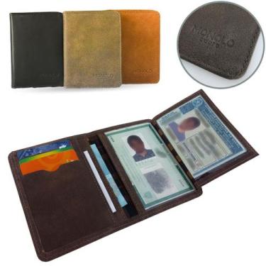 Imagem de Carteira Couro Legítimo Masculina Porta Cartão Crédito Pequena Slim Fi