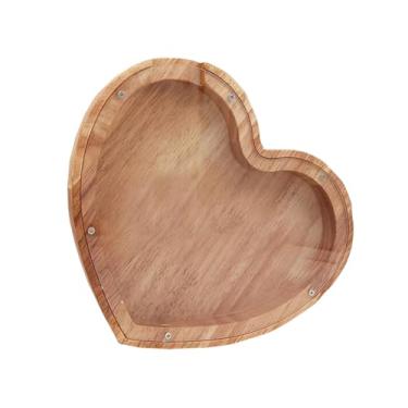 Imagem de Caixa de dinheiro de madeira, caixa de dinheiro de animais, cofrinho para crianças, decoração de casa - coração