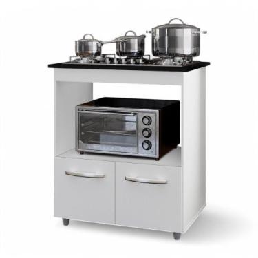 Imagem de Balcão Para Cooktop Elis 75cm 02 Portas Com Tampo Recortado Branco - A