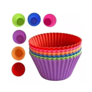 Imagem de Kit 6 Forminhas De Silicone Cupcake Muffim Mini Bolo R - Loja Coisaria