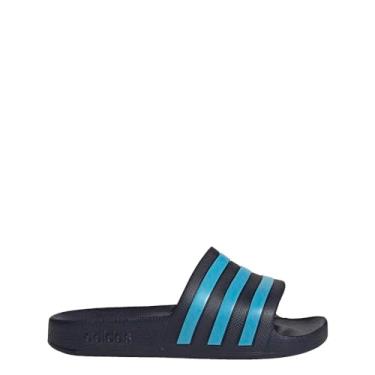Imagem de adidas Sapatilhas Adilette Aqua para meninas (bebês/crianças pequenas/crianças grandes), Legend Ink/Bright Cyan/Legend Ink, 44