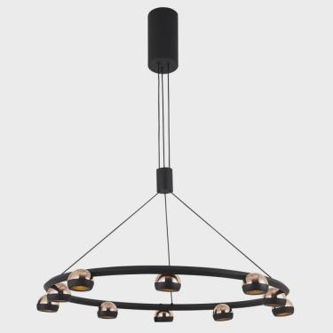 Imagem de Pendente LED 10X5W 3000K 2400Lm Oto Bella Iluminação Preto
