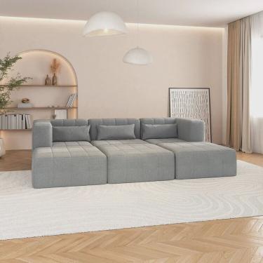 Imagem de Sofá Modular 02 Cantos 01 Poltrona e 03 Puffs Easybox Cabecasa Madeiramadeira