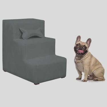 Imagem de Escada Pet 3 Degraus Almofadada Suede Cinza