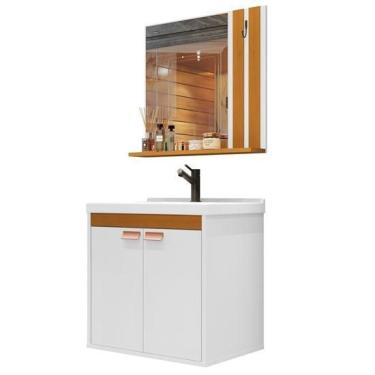 Imagem de Kit Banheiro Palas Madrid Balcão Cuba E Espelho Cor Branco /