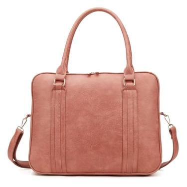 Imagem de Bolsa Feminina Pasta Executiva para Notebook até 15.6” Reforçada Couro Ecológico para Trabalho, Reuniões e Dia a Dia (Rosa)