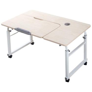 Imagem de Mesa Overbed com altura ajustável, mesa com rodas – mesa de computador para cama, mesa móvel sobre a cama com rodas