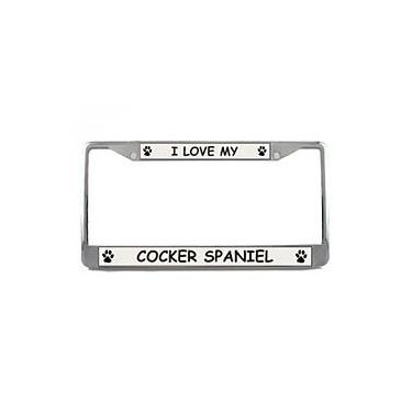 Imagem de Moldura para placa de carro Cocker Spaniel (cromada) Garantia de 5 anos