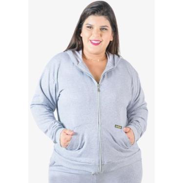 Imagem de Jaqueta Moletom Flanelada Feminina com Bolso e Capuz Inverno - Catwalk