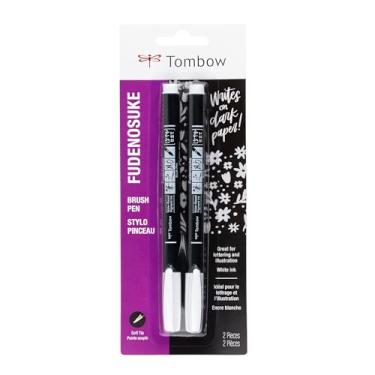 Imagem de Tombow 62040 Canetas pincel Fudenosuke, brancas, pacote com 2