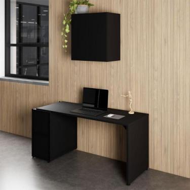 Imagem de Mesa Escrivaninha 1,5m c/ Balcão e Armário Aéreo 2 Portas F5 - F5 Offi