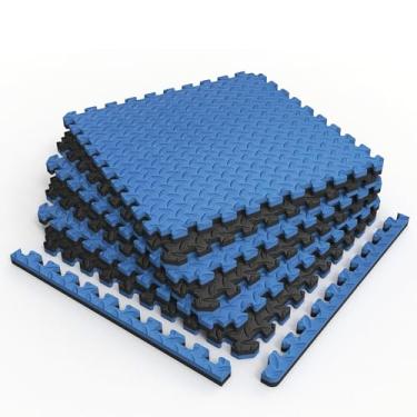 Imagem de Norsk Pisos De Espuma Intertravados Reversíveis Nörsk Duräflex Para Serviço Médio, Textura Diamante, Preto/Azul, 61 X 1,2 Cm, Pacote Com 6 (24 Pés Quadrados) (Preto/Azul, 2,5 Cm Espessura)