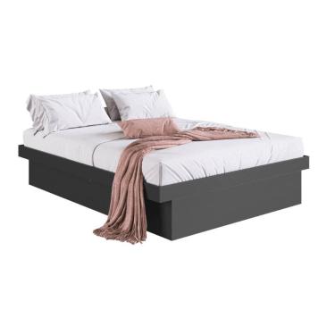 Imagem de Cama de Casal Queen com Box Baú Grafite MDP Bogotá Organizad
