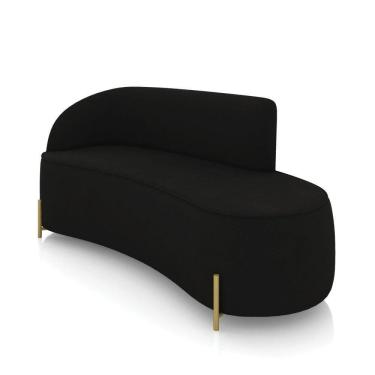 Imagem de Sofá 3 Lugares Orgânico 180cm Pé Dourado Morgan Suede Preto D03 - D`rossi