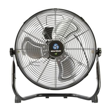 Imagem de Ventilador industrial Wind Blade 35,5 cm 2450 CFM, 1 ventilador interno resistente - cabeça inclinada, motor de alta velocidade de 3 velocidades, ventilador de piso de metal preto, para armazém