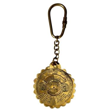Imagem de Purpledip Chaveiro/anel/gancho em forma de calendário antigo: esculpido em metal de latão maciço; ideia de presente exclusiva (10584), Standard, Latão