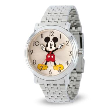 Imagem de Disney Relógio Feminino Mickey Analógico Quartzo com Pulseira de Aço Inoxidável, Prata, 17,9 (Modelo: WDS000684)
