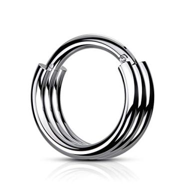 Imagem de Pierced Owl Anel de segmento articulado de aço inoxidável 316L 16GA com três camadas, 8mm (5/16") Diameter, Metal, Sem pedras preciosas