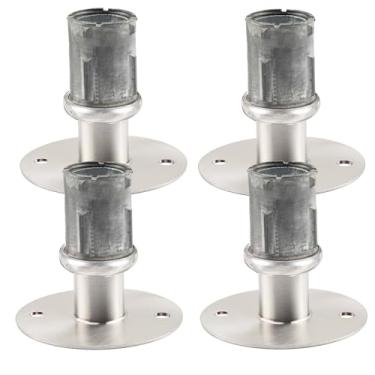Imagem de YDKOEDD Conjunto de 4 pés flangeados de aço inoxidável para mesas de 8,5 cm de diâmetro - Pés de base redondos ajustáveis para tubos de diâmetro externo de 3,5 cm