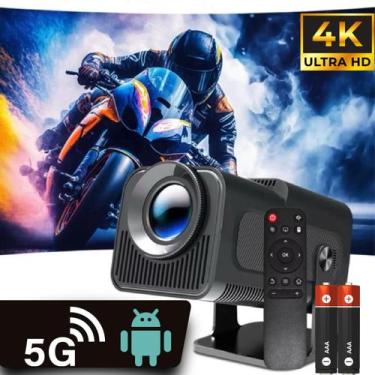 Imagem de Projetor HY320 com Android 1 4K, WiFi 6, HDMI, Bluetooth e Netflix par